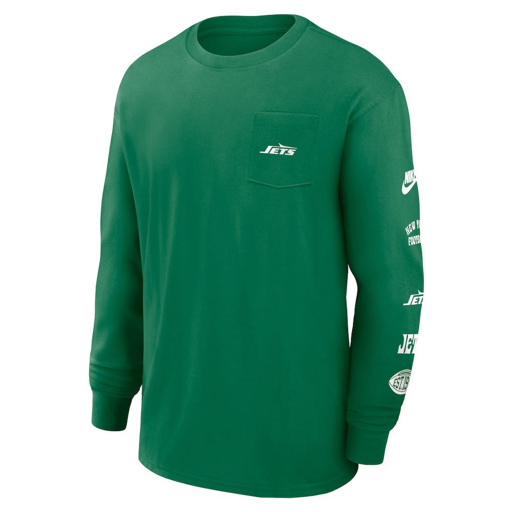 New York Jets Rewind Heavy Max90 Pocket Long Sleeve T-Shirt Green