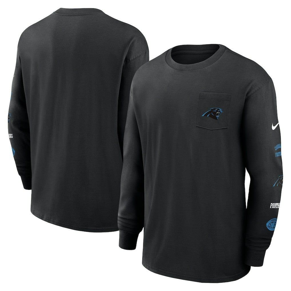 Carolina Panthers Rewind Heavy Max90 Pocket Long Sleeve T-Shirt Black