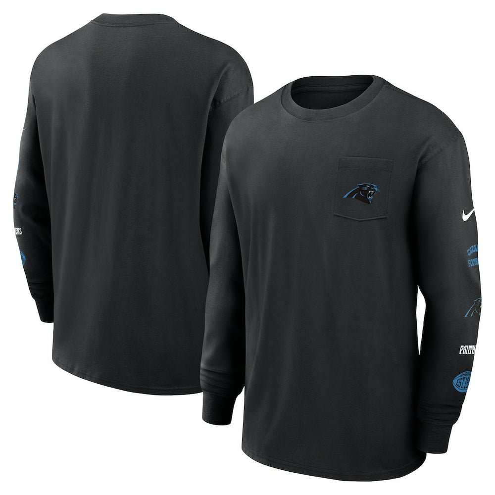 Carolina Panthers Rewind Heavy Max90 Pocket Long Sleeve T-Shirt Black