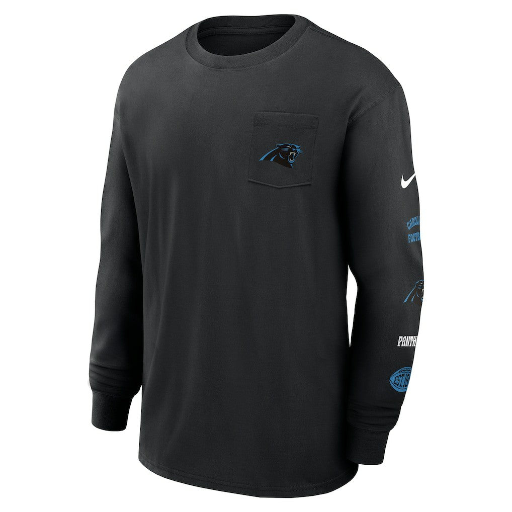 Carolina Panthers Rewind Heavy Max90 Pocket Long Sleeve T-Shirt Black