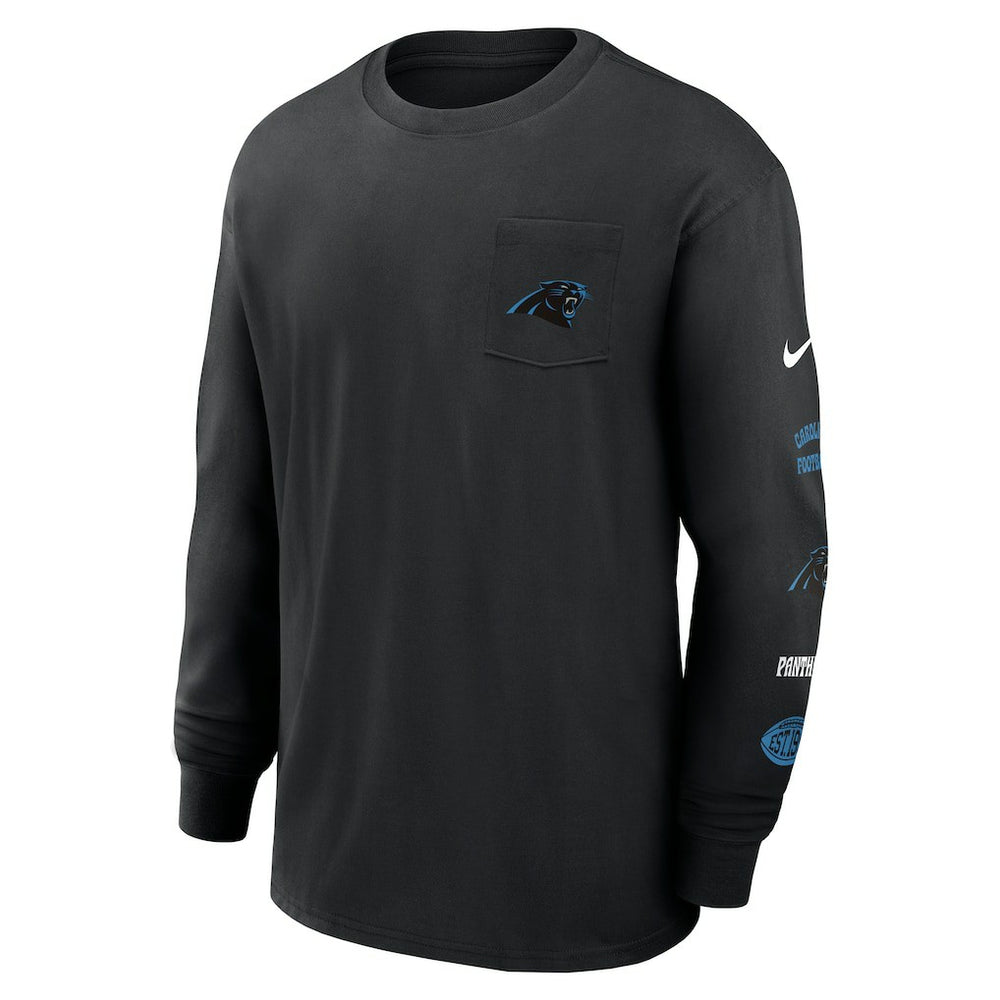 Carolina Panthers Rewind Heavy Max90 Pocket Long Sleeve T-Shirt Black
