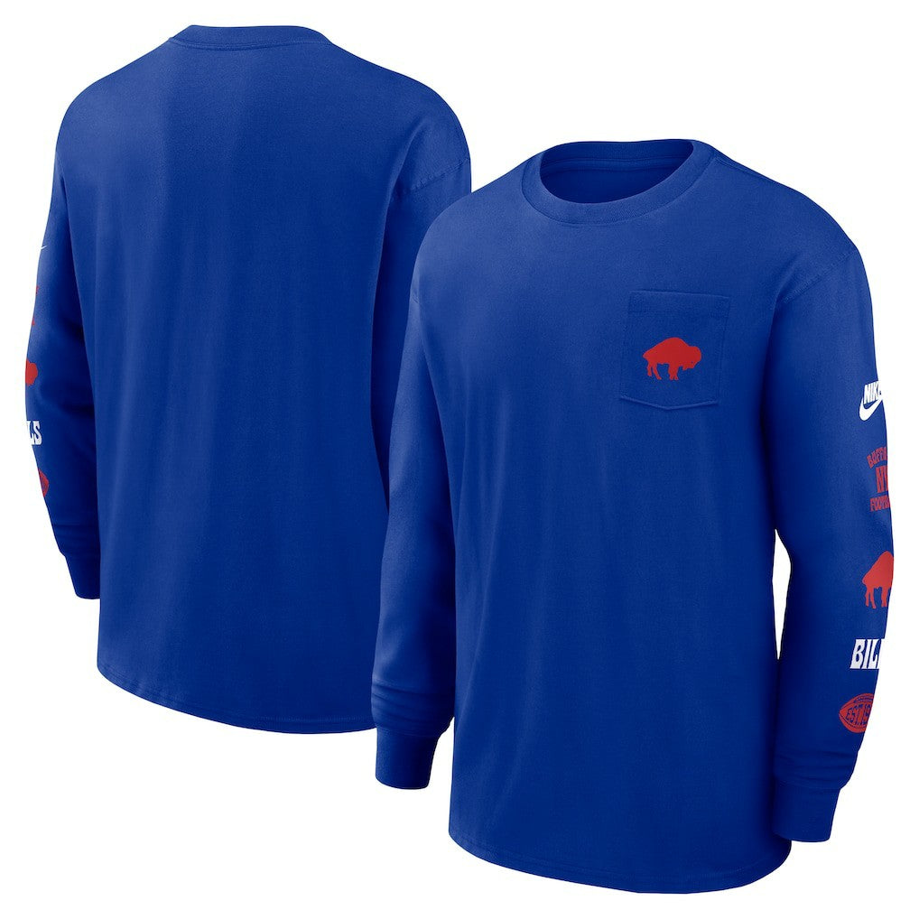 Buffalo Bills Rewind Heavy Max90 Pocket Long Sleeve T-Shirt Royal