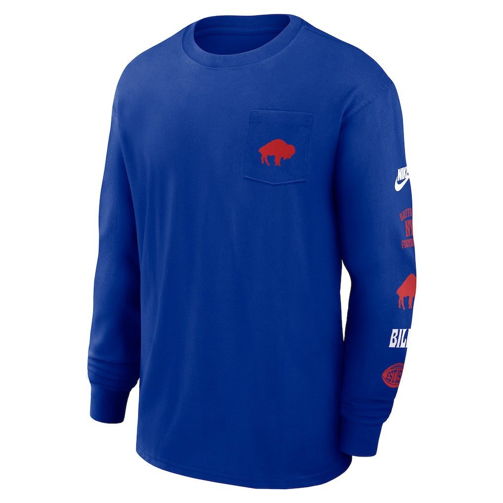 Buffalo Bills Rewind Heavy Max90 Pocket Long Sleeve T-Shirt Royal