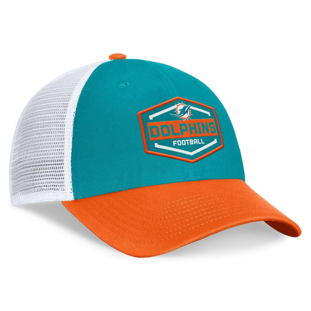 Miami Dolphins Bench Trucker Adjustable Hat Aqua/Orange
