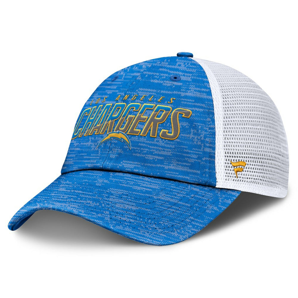 Los Angeles Chargers Challenge Trucker Adjustable Hat Heather Powder Blue