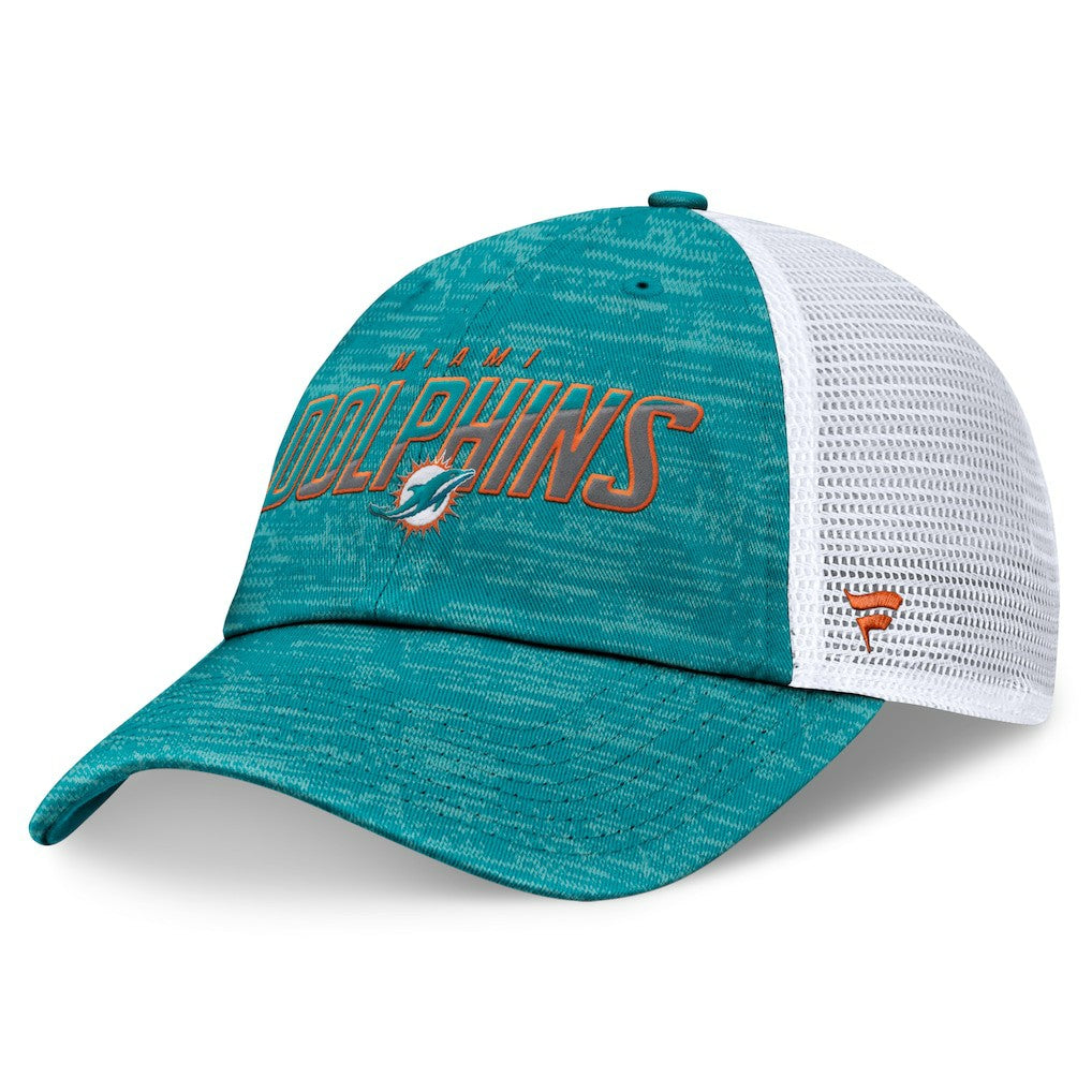 Miami Dolphins Challenge Trucker Adjustable Hat Heather Aqua