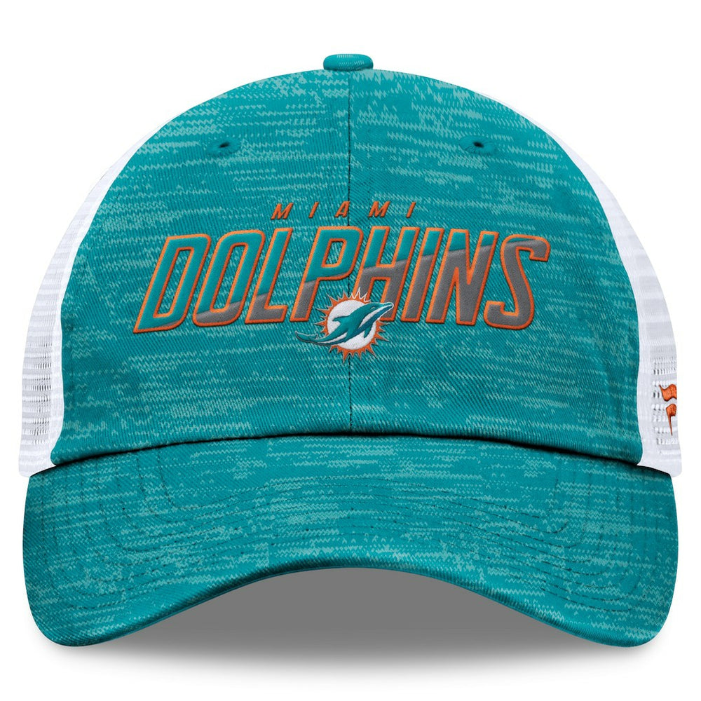 Miami Dolphins Challenge Trucker Adjustable Hat Heather Aqua