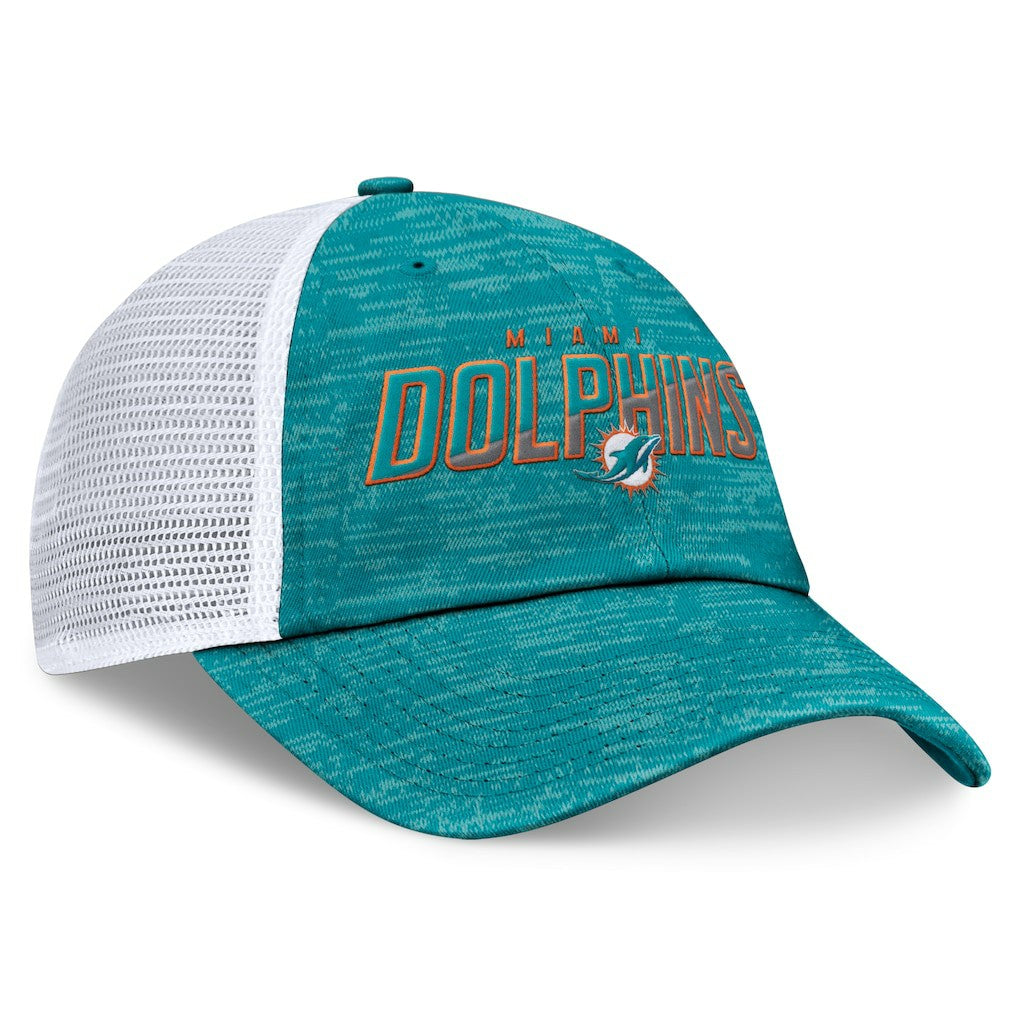 Miami Dolphins Challenge Trucker Adjustable Hat Heather Aqua