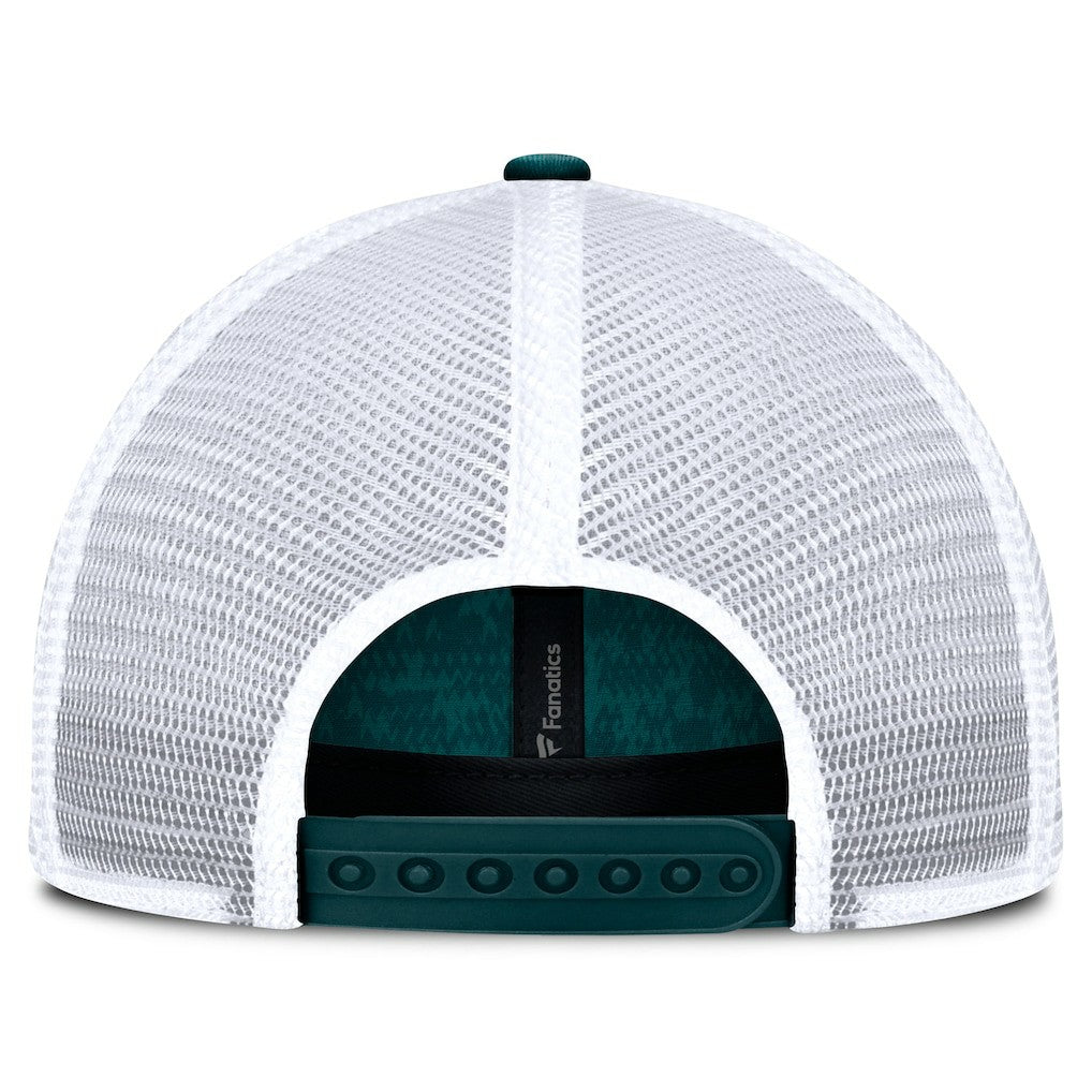 Philadelphia Eagles Challenge Trucker Adjustable Hat Heather Midnight Green