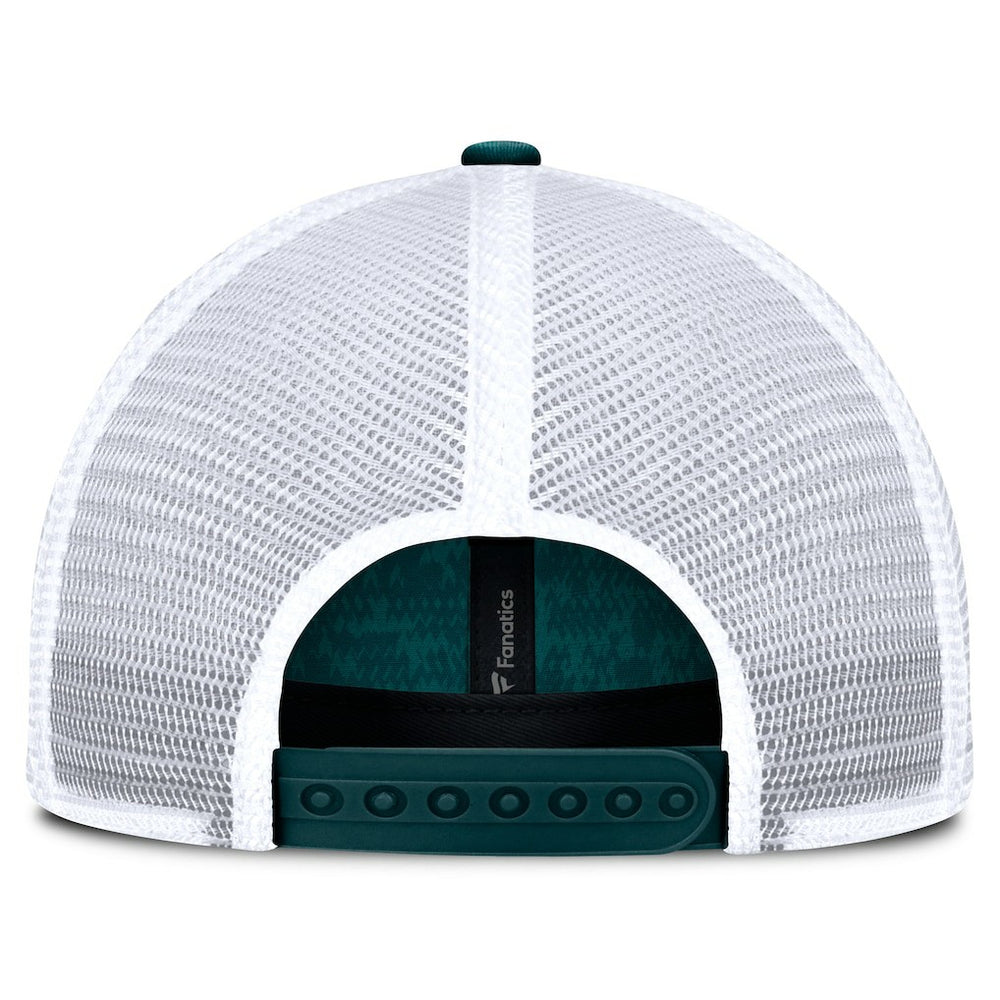 Philadelphia Eagles Challenge Trucker Adjustable Hat Heather Midnight Green