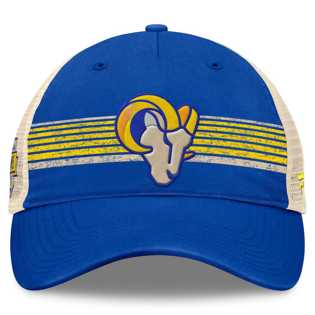 Los Angeles Rams Center Stripe Trucker Adjustable Hat Royal/Natural