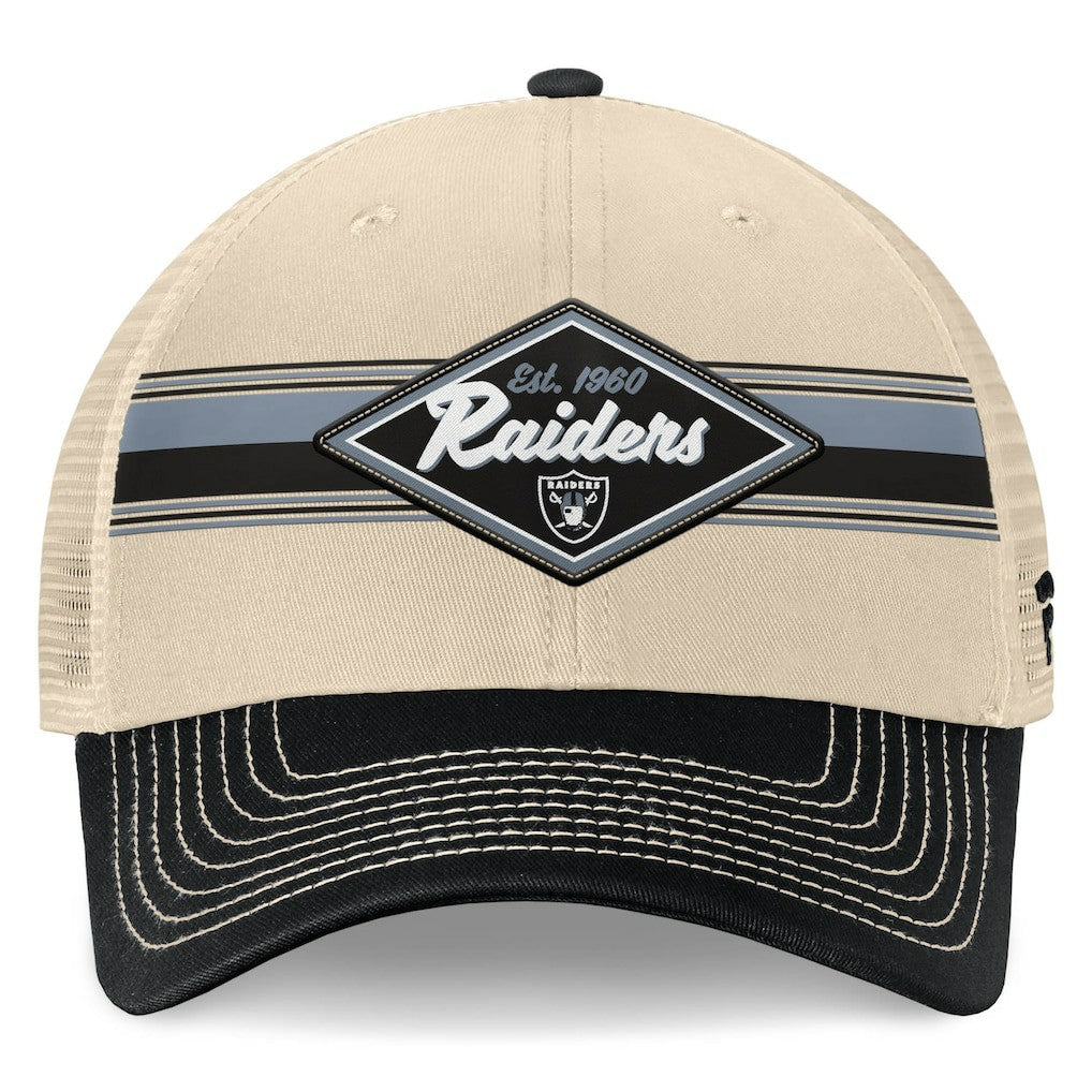 Las Vegas Raiders Diamond Stripe Trucker Adjustable Hat Natural/Black