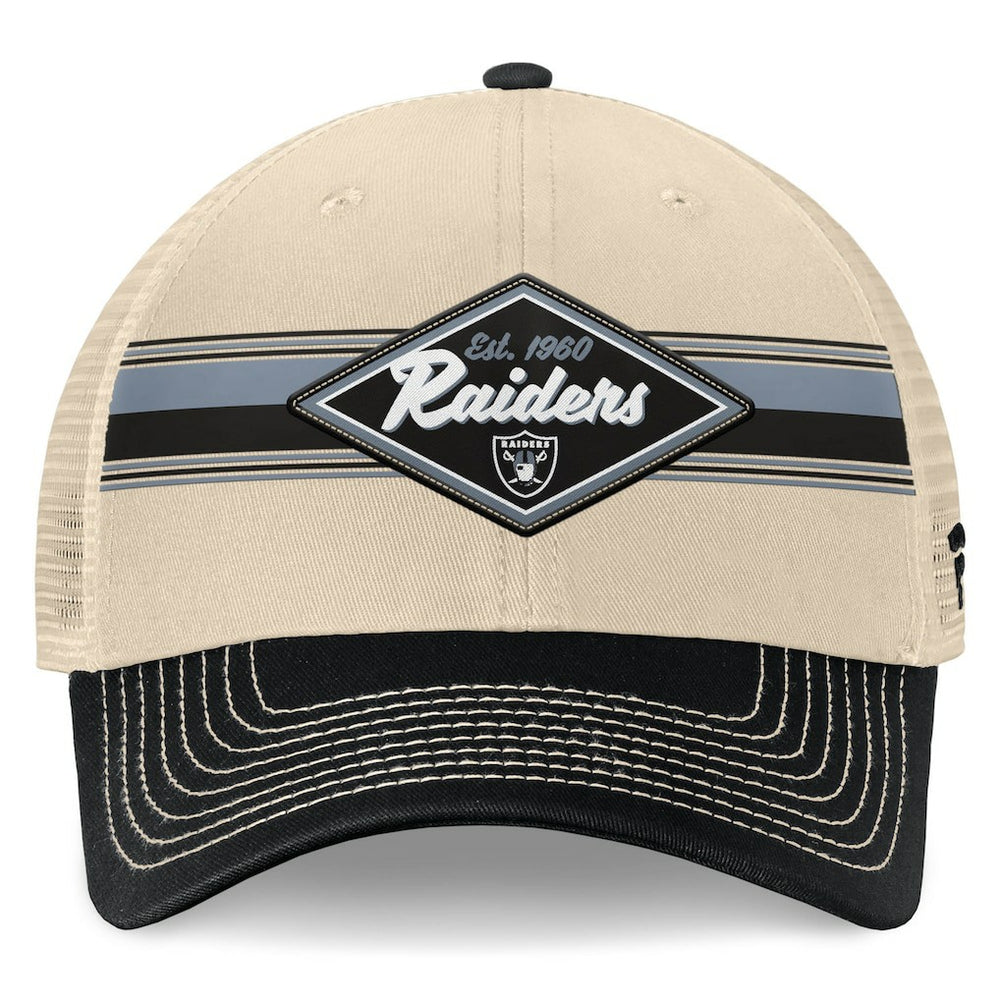 Las Vegas Raiders Diamond Stripe Trucker Adjustable Hat Natural/Black