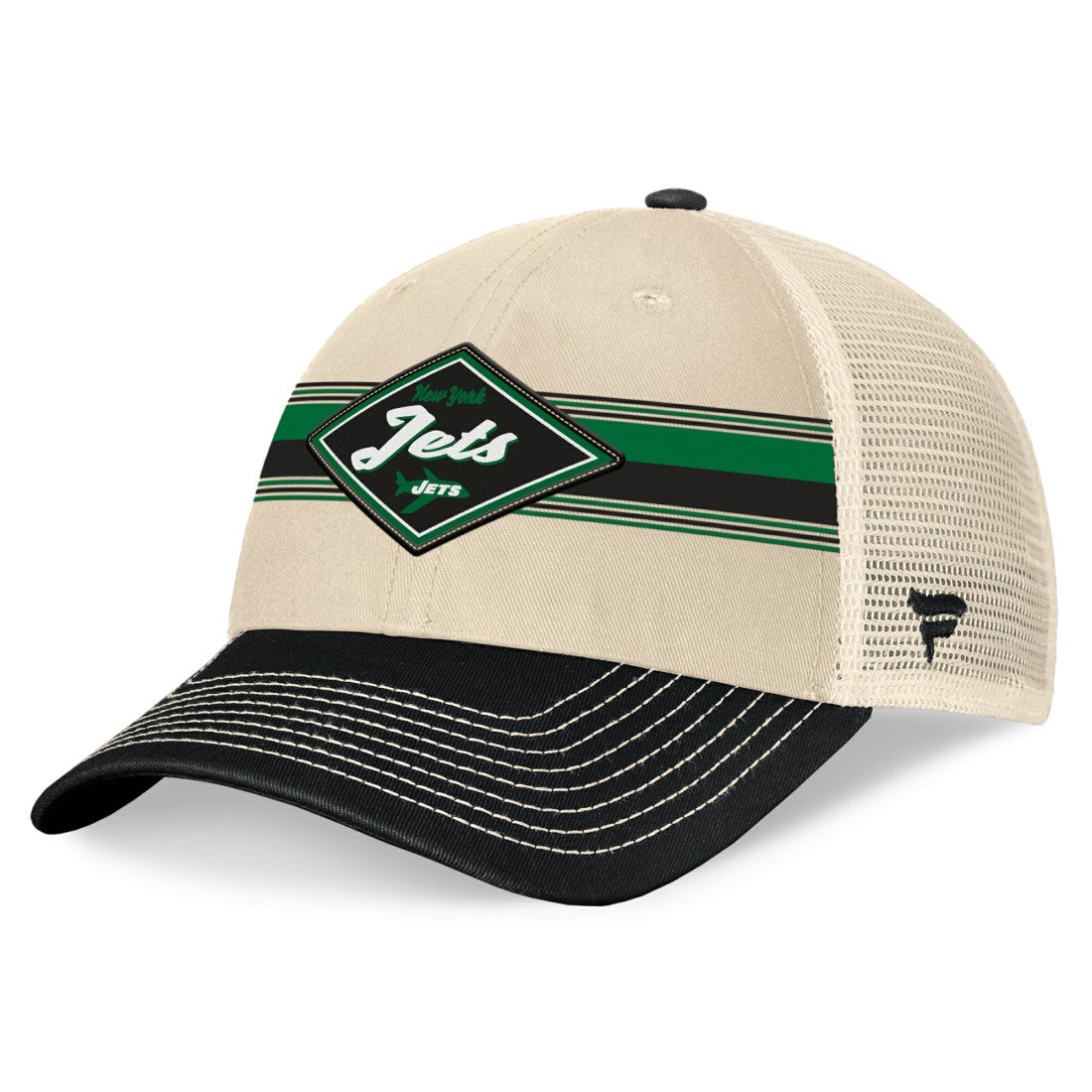 New York Jets Diamond Stripe Trucker Adjustable Hat Natural/Black