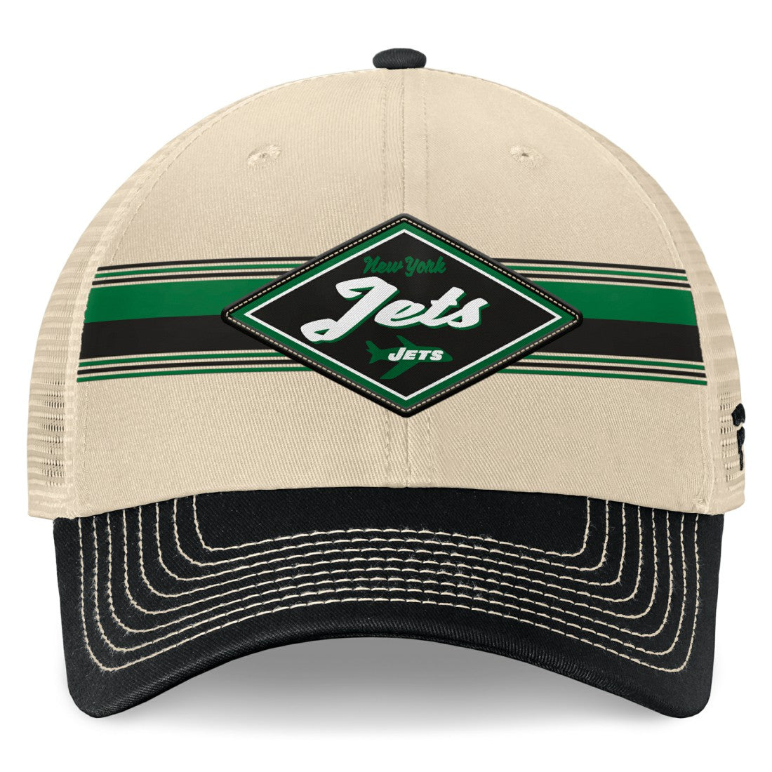 New York Jets Diamond Stripe Trucker Adjustable Hat Natural/Black