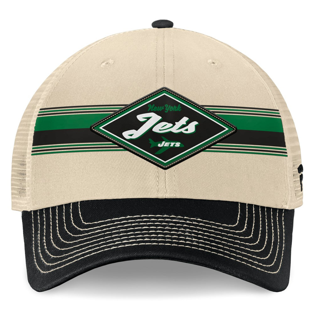 New York Jets Diamond Stripe Trucker Adjustable Hat Natural/Black