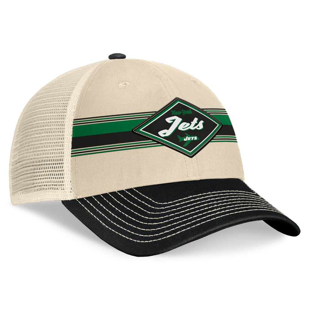 New York Jets Diamond Stripe Trucker Adjustable Hat Natural/Black
