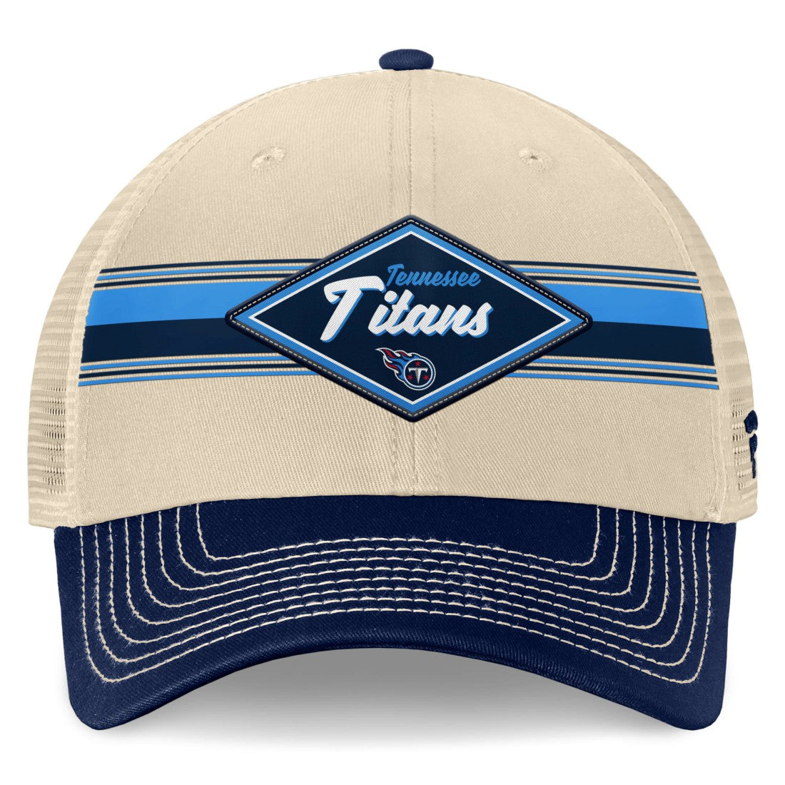 Tennessee Titans Diamond Stripe Trucker Adjustable Hat Natural/Navy