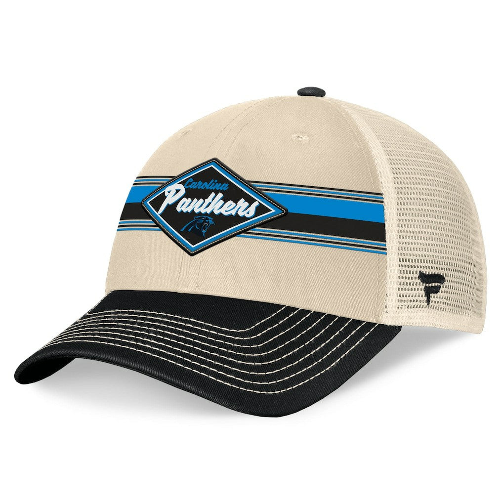 Carolina Panthers Diamond Stripe Trucker Adjustable Hat Natural/Black