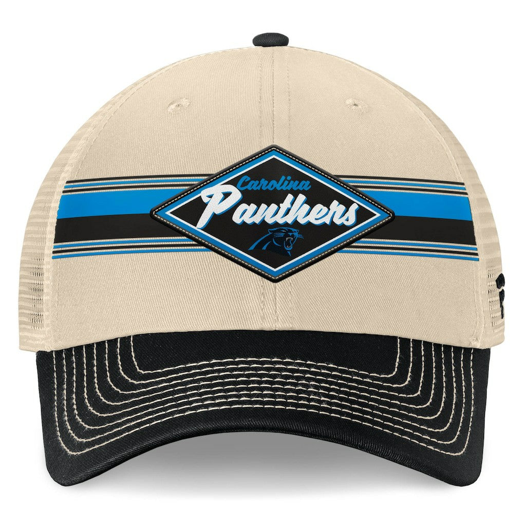Carolina Panthers Diamond Stripe Trucker Adjustable Hat Natural/Black