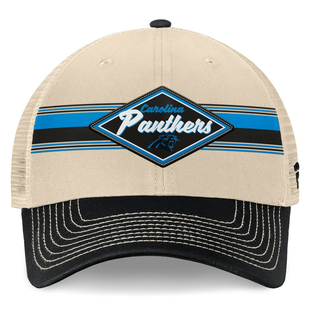 Carolina Panthers Diamond Stripe Trucker Adjustable Hat Natural/Black
