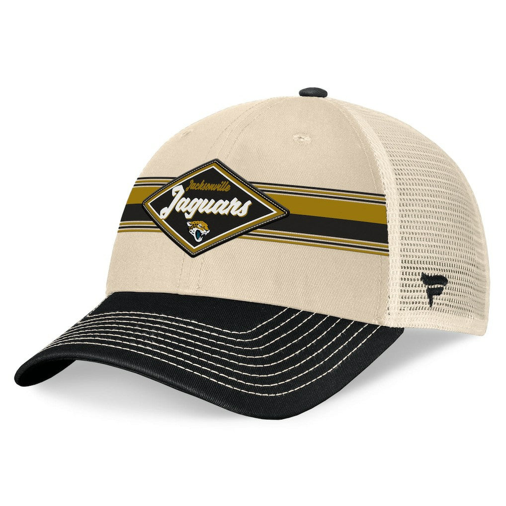 Jacksonville Jaguars Diamond Stripe Trucker Adjustable Hat Natural/Black