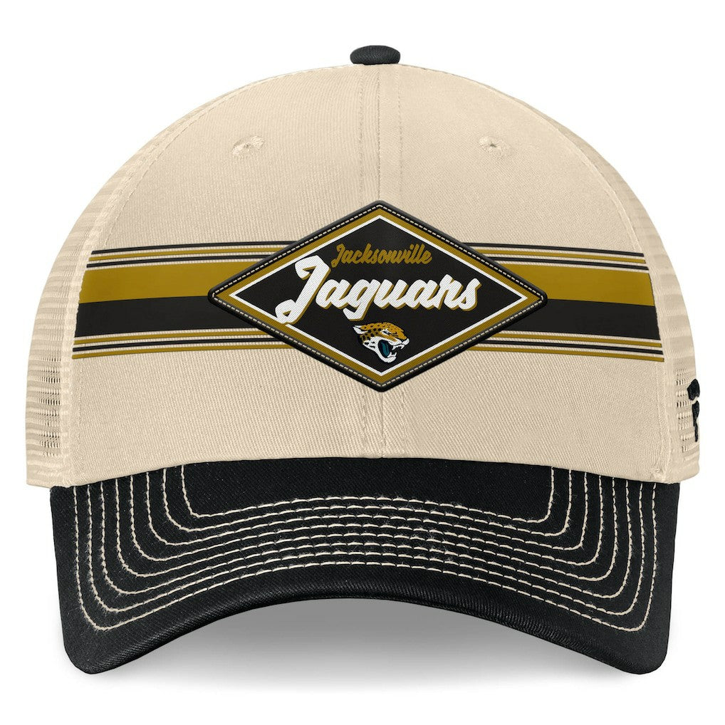 Jacksonville Jaguars Diamond Stripe Trucker Adjustable Hat Natural/Black