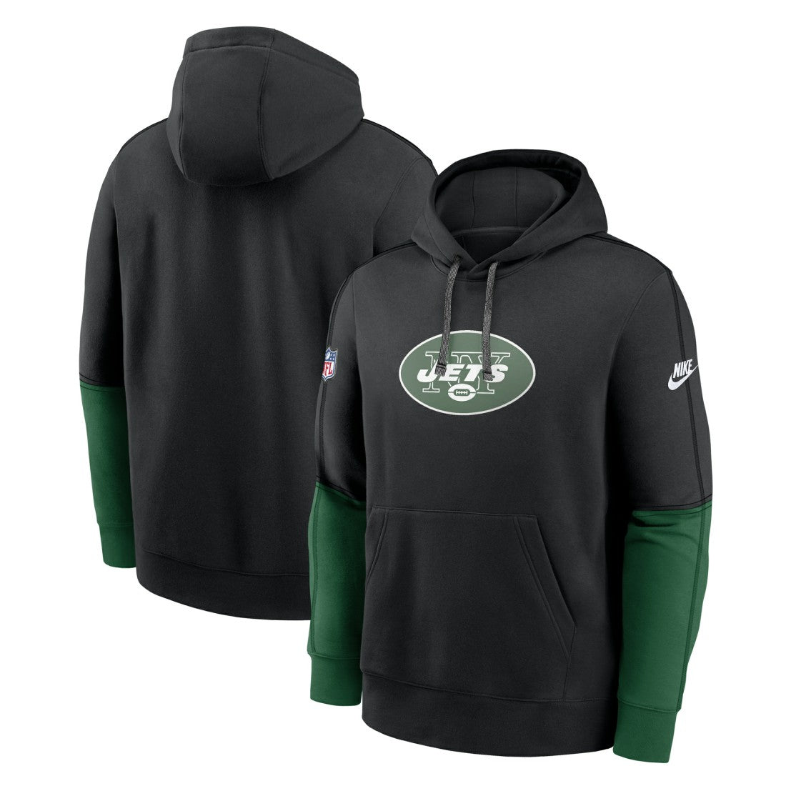New York Jets Throwback Logo Club Tri-Blend Pullover Hoodie Black