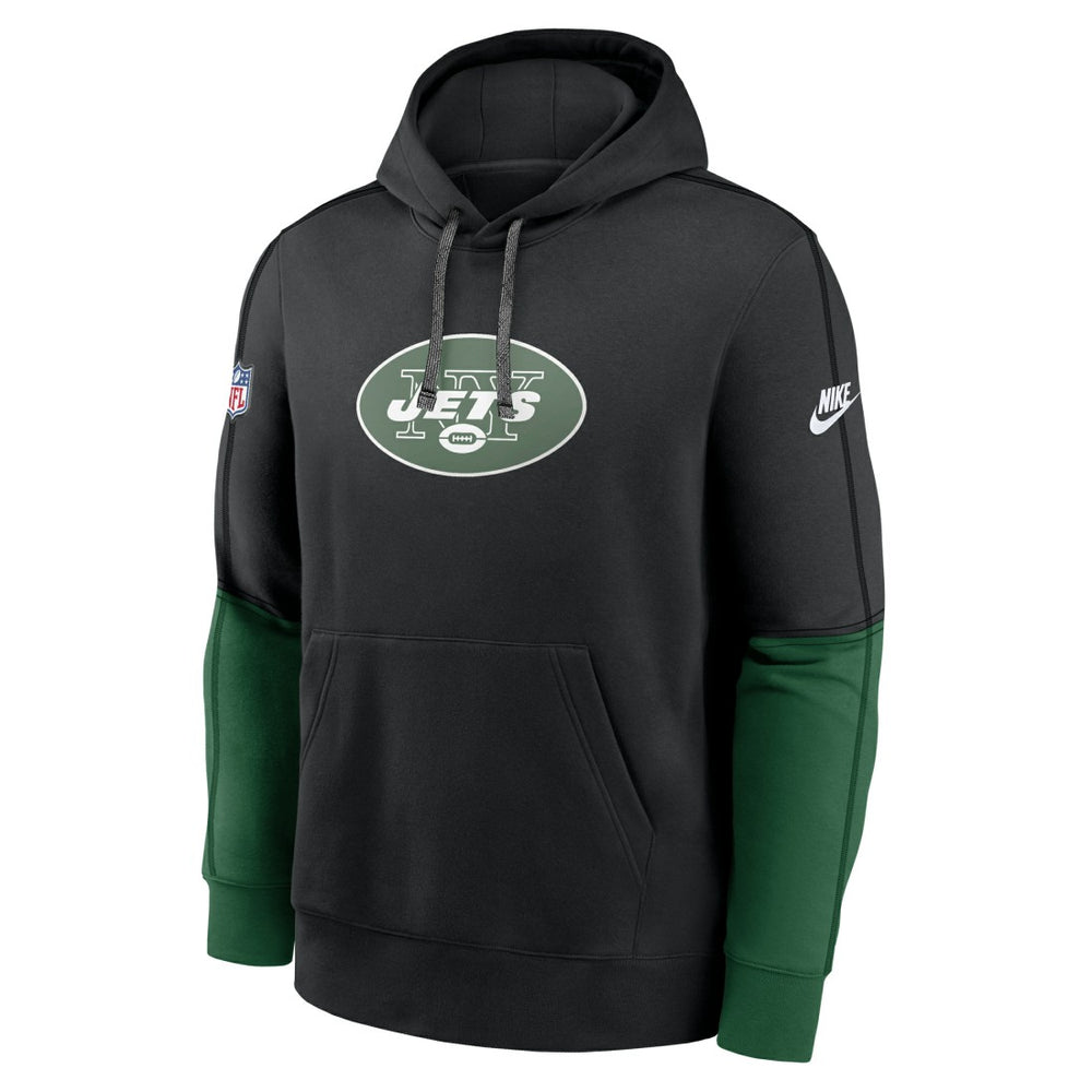 New York Jets Throwback Logo Club Tri-Blend Pullover Hoodie Black