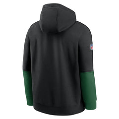 New York Jets Throwback Logo Club Tri-Blend Pullover Hoodie Black
