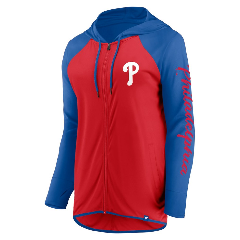 Philadelphia Phillies Fanatics Women's Script Sleeve Full-Zip Hoodie - Red/Royal Hoodies