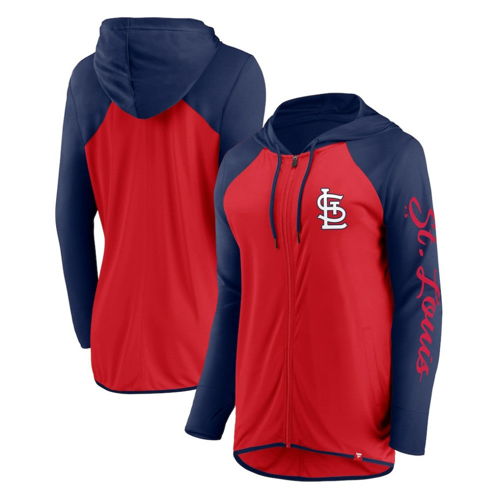 St. Louis Cardinals Fanatics Women's Script Sleeve Full-Zip Hoodie - Red/Navy Hoodies