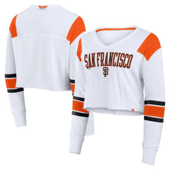 San Francisco Giants Fanatics Women's Stretch Cropped Fashion Long Sleeve T-Shirt - White T-shirts