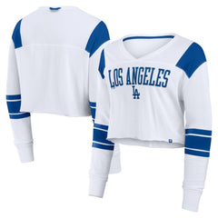 Los Angeles Dodgers Fanatics Women's Stretch Cropped Fashion Long Sleeve T-Shirt - White T-shirts