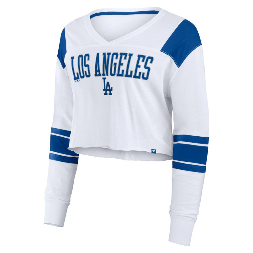 Los Angeles Dodgers Fanatics Women's Stretch Cropped Fashion Long Sleeve T-Shirt - White T-shirts