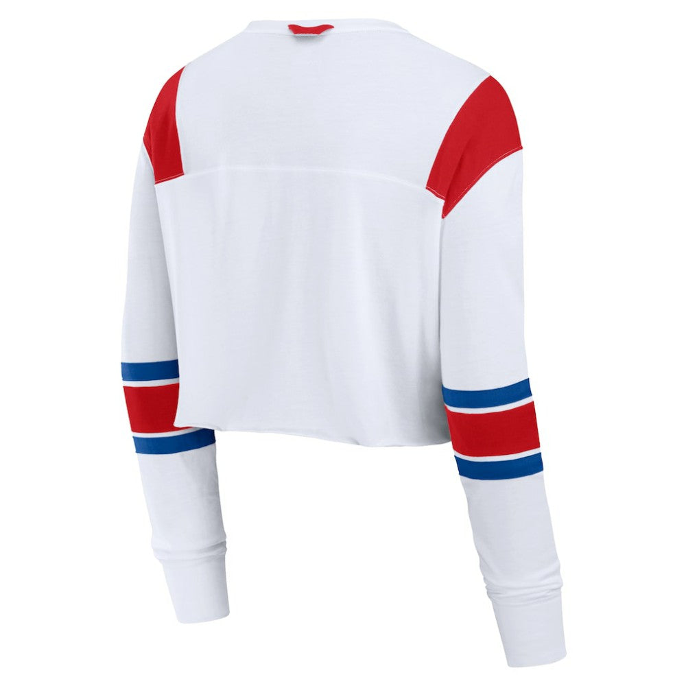 Philadelphia Phillies Fanatics Women's Stretch Cropped Fashion Long Sleeve T-Shirt - White T-shirts