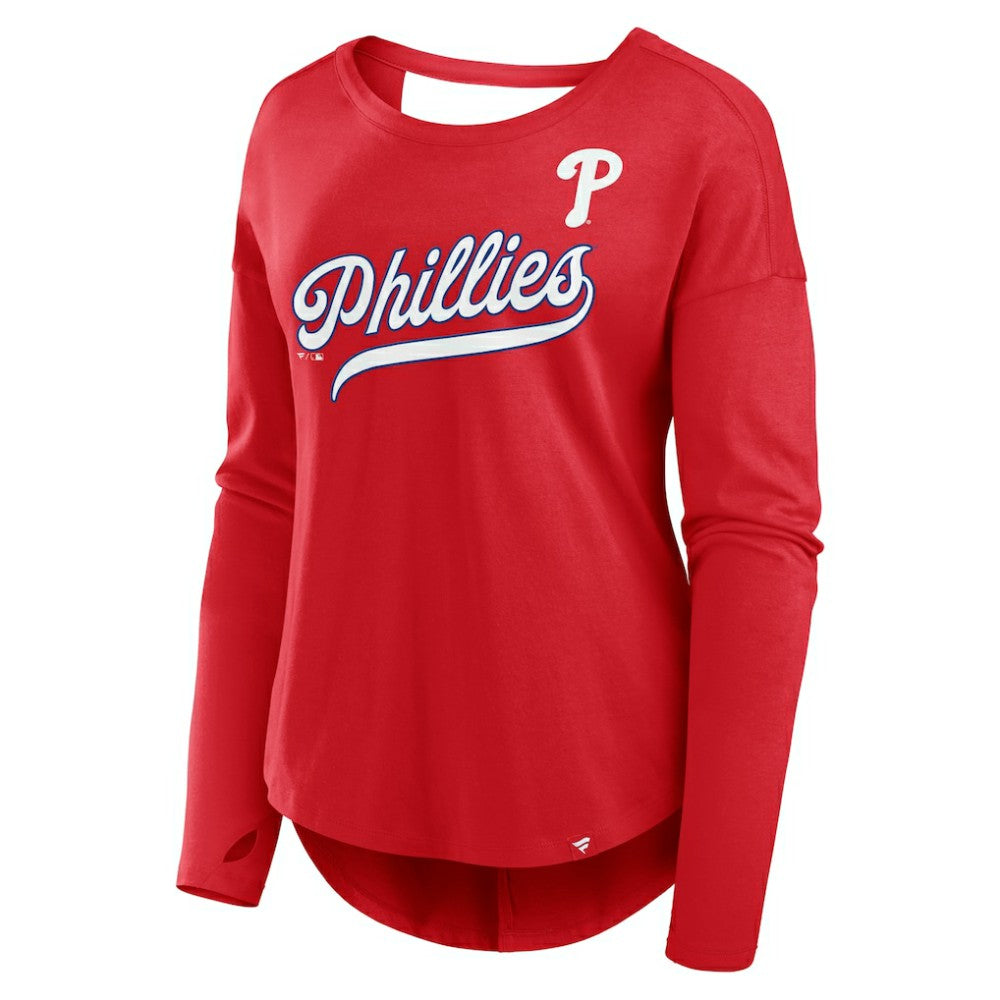 Philadelphia Phillies Fanatics Women's Core Boat Neck Long Sleeve T-Shirt  - Red T-shirts