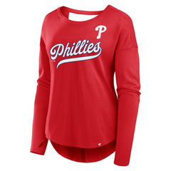 Philadelphia Phillies Fanatics Women's Core Boat Neck Long Sleeve T-Shirt  - Red T-shirts