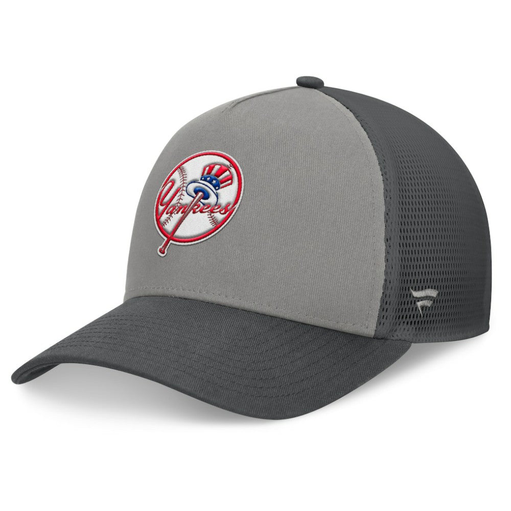 New York Yankees Fanatics A-Frame Trucker Adjustable Hat - Gray/Graphite Hats