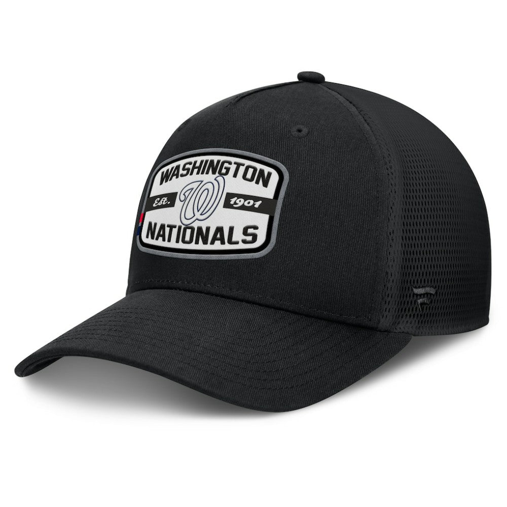 Washington Nationals Fanatics Team Patch A-Frame Trucker Snapback Hat - Black Hats