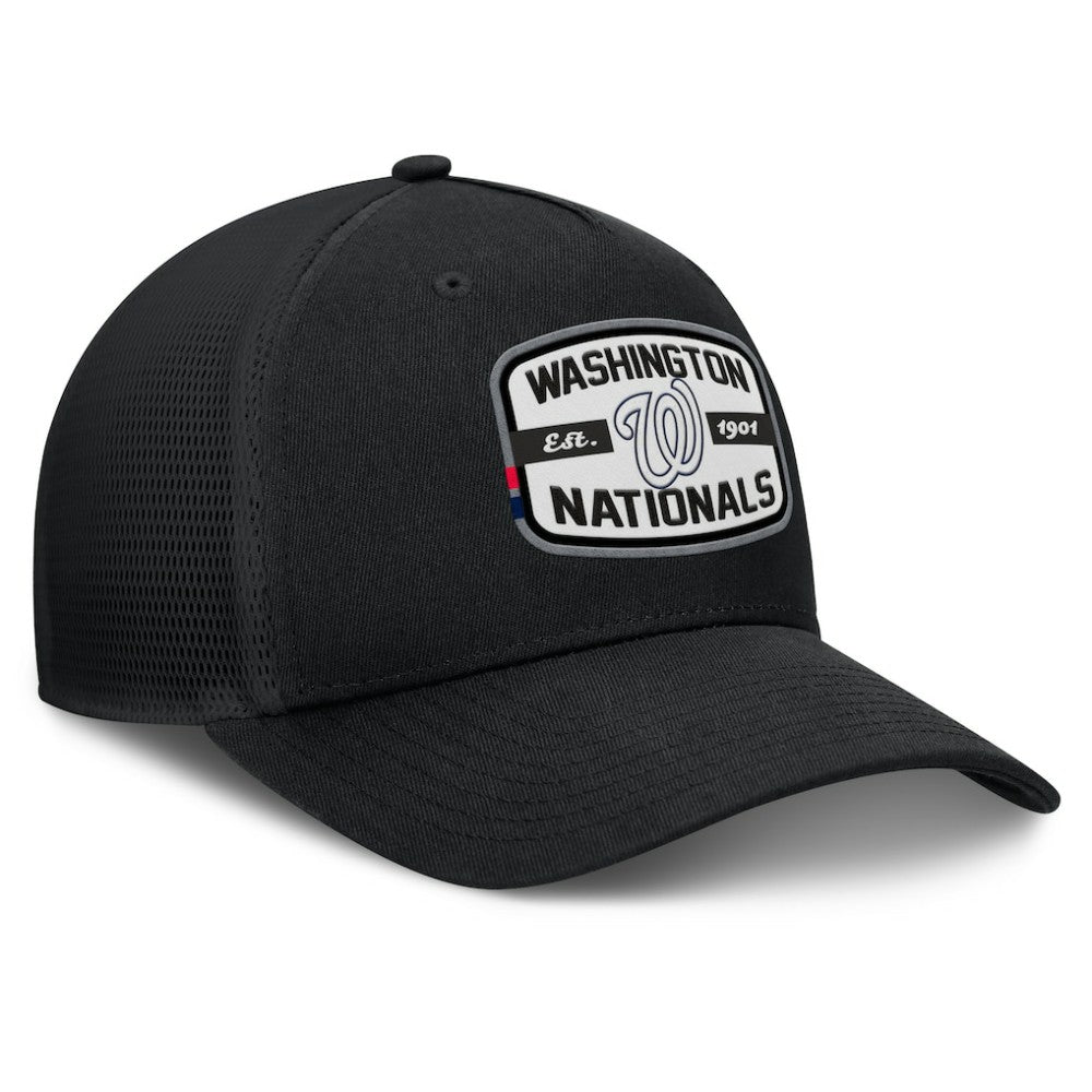 Washington Nationals Fanatics Team Patch A-Frame Trucker Snapback Hat - Black Hats