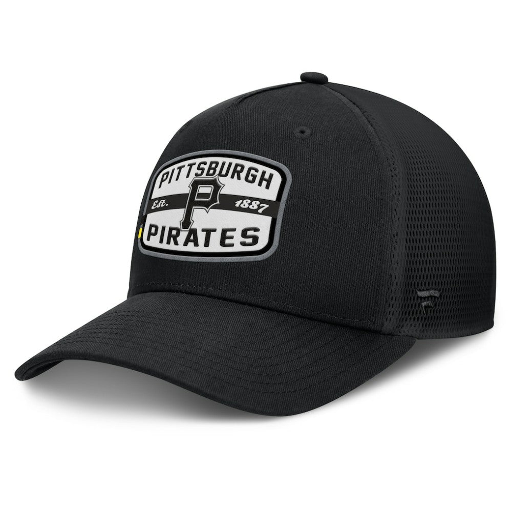 Pittsburgh Pirates Fanatics Team Patch A-Frame Trucker Snapback Hat - Black Hats