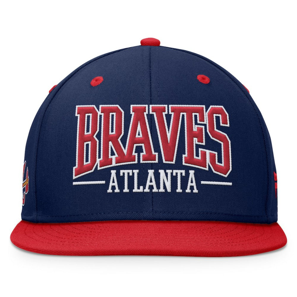 Atlanta Braves Fanatics Fundamental Bold Snapback Hat - Navy/Red Hats