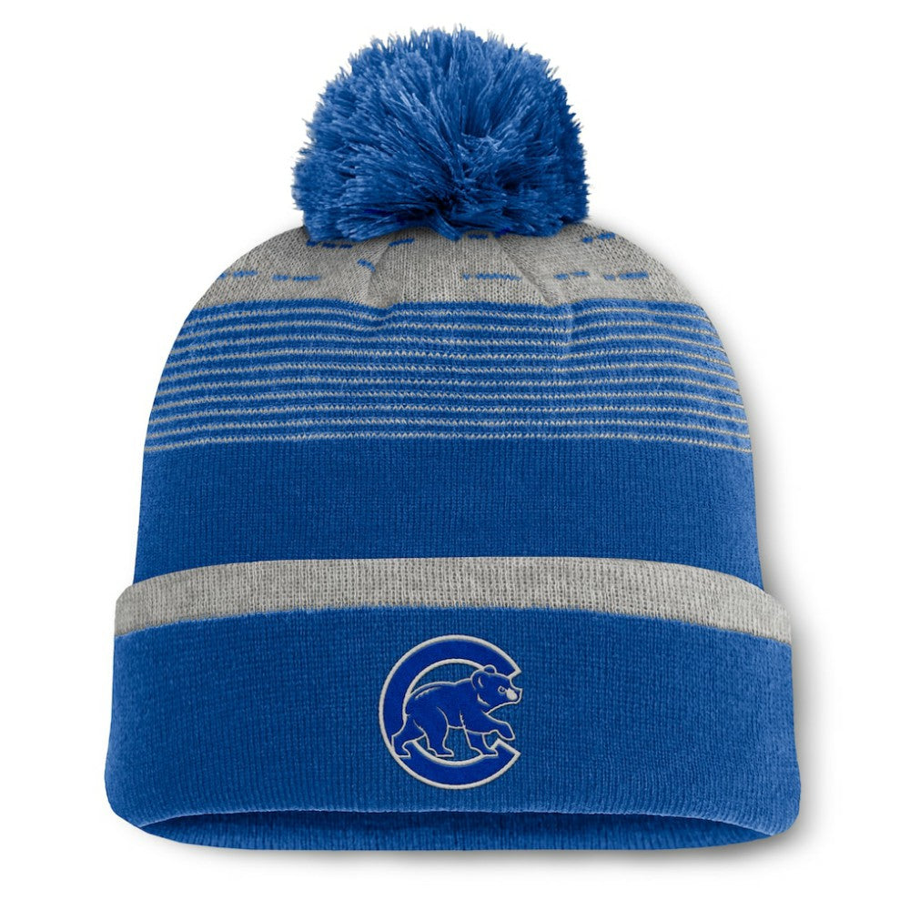 Chicago Cubs Fanatics Fundamental Gradient Cuffed Knit Hat with Pom - Royal Hats