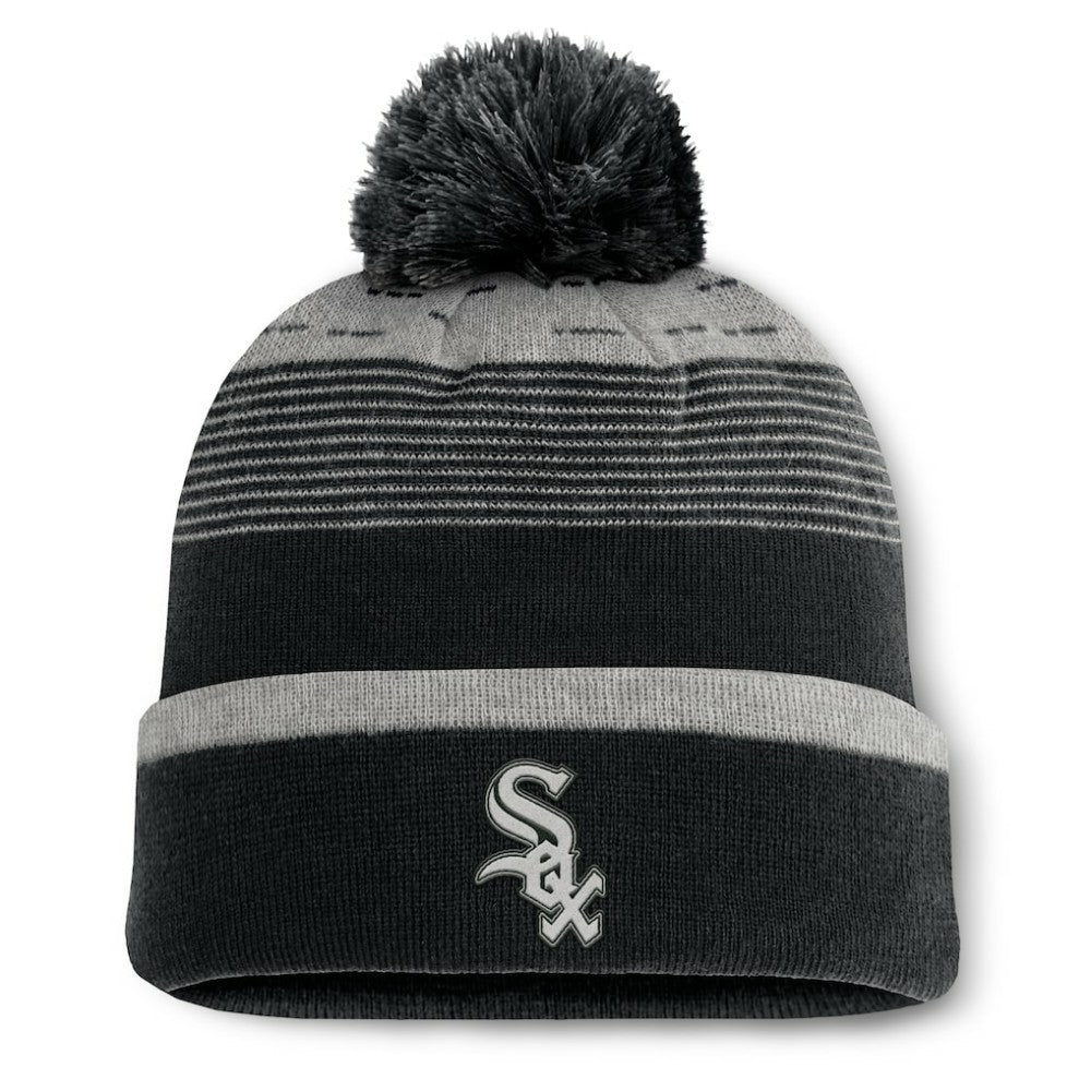 Chicago White Sox Fanatics Fundamental Gradient Cuffed Knit Hat with Pom - Black Hats