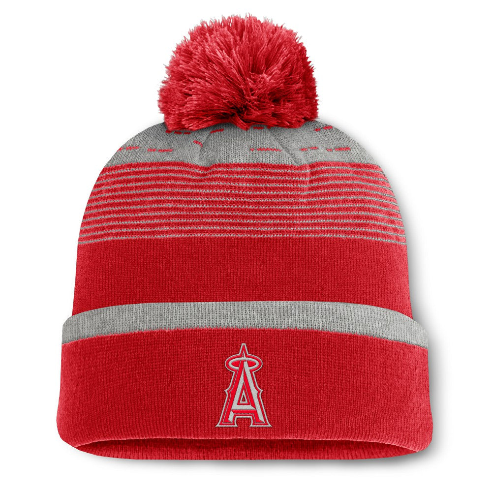 Los Angeles Angels Fanatics Fundamental Gradient Cuffed Knit Hat with Pom - Red Hats