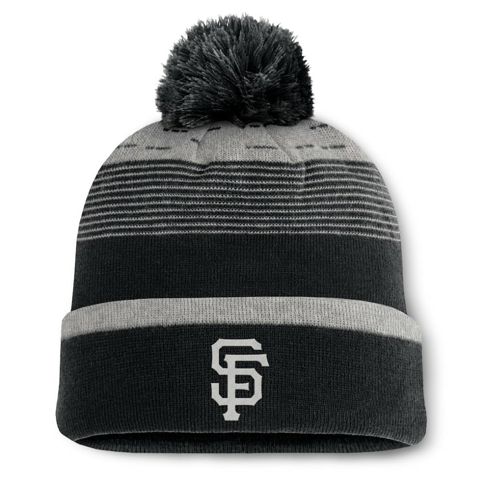 San Francisco Giants Fanatics Fundamental Gradient Cuffed Knit Hat with Pom - Black Hats