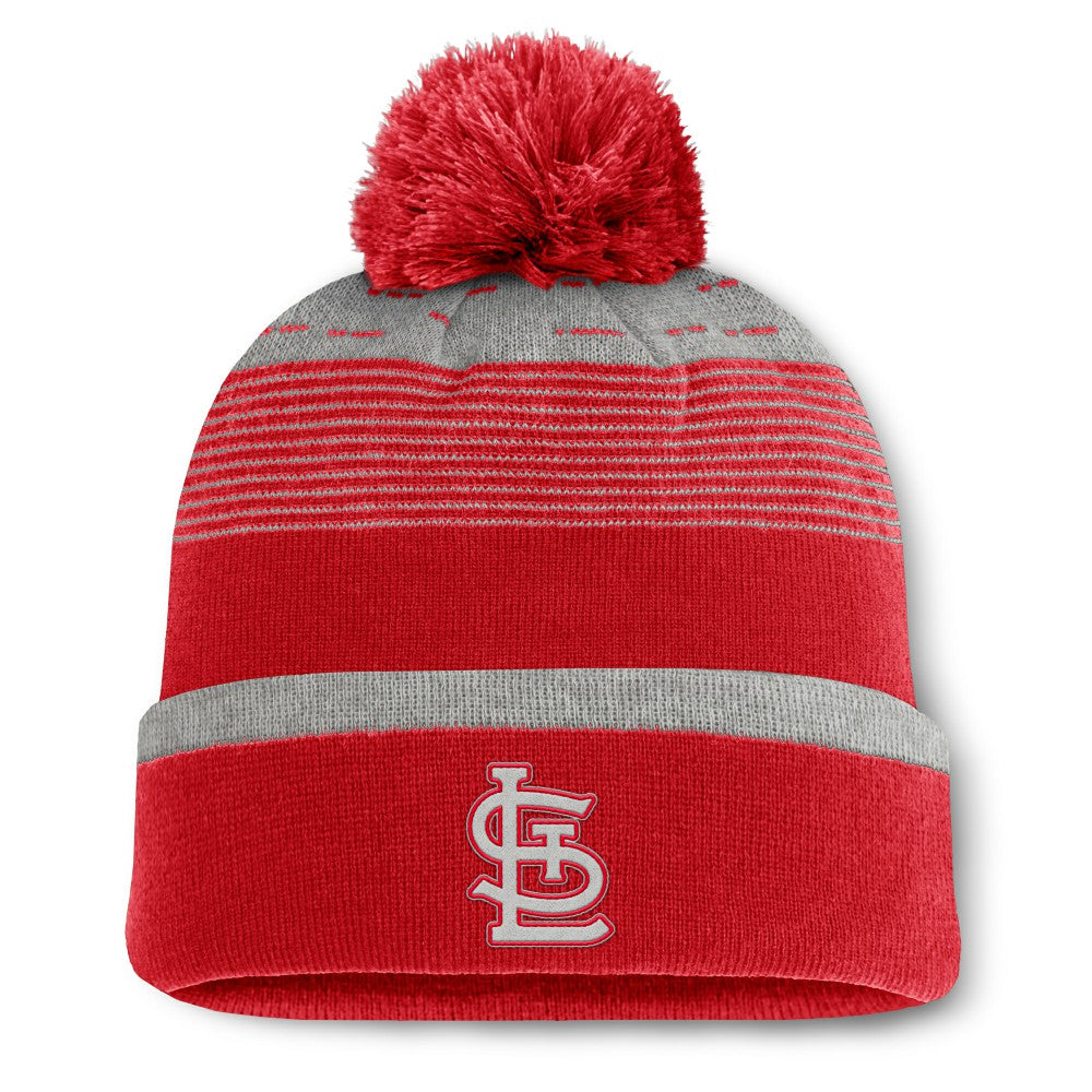 St. Louis Cardinals Fanatics Fundamental Gradient Cuffed Knit Hat with Pom - Red Hats