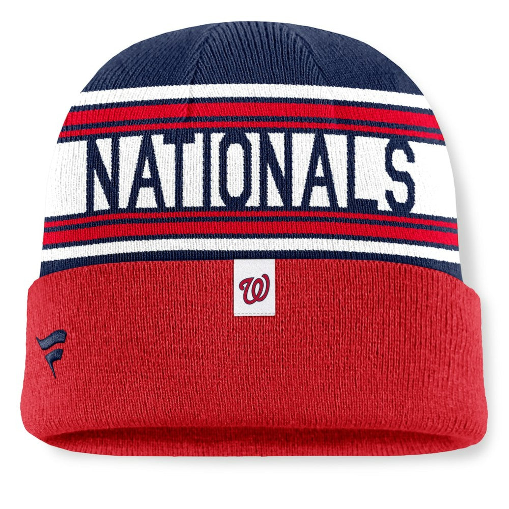 Washington Nationals Fanatics Fundamental Team Stripe Cuffed Knit Hat - Red Hats