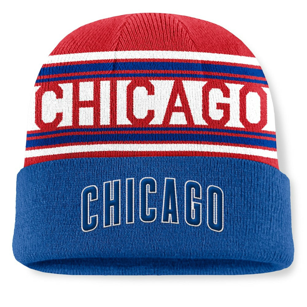 Chicago Cubs Fanatics Fundamental Team Stripe Cuffed Knit Hat - Royal Hats